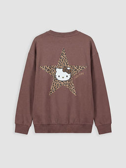 Bisiklet Yaka Hello Kitty Bask?l? K?z ?ocuk Sweatshirt