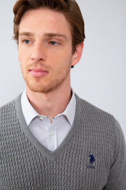 Erkek Gri Melanj Basic Kazak