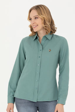 Женская мятная базовая рубашка с длинным рукавом - U.s. polo assn фото 15