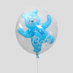 Воздушный шар полимерный 24" «Шар в шаре. Мишка», синий