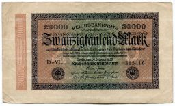 Банкнота 20000 марок 1923 года Германия