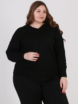 Пуловер женский черный больших размеров