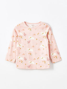 Bisiklet Yaka Bask?l? K?z Bebek Ti??rt