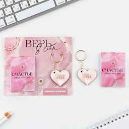 Цена за 3 шт. Подарочный набор, блокнот и брелок Верь в себя