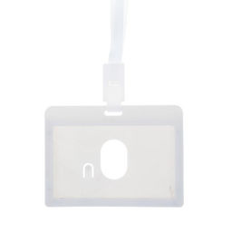 Цена за 20 шт. Бейдж - карман горизонтальный, внешний размер 100×74 мм, внутренний размер 90×54 мм, светло-серый, с лентой, жёсткокаркасный