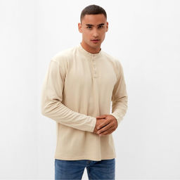 Футболка с длинным рукавом мужская MINAKU бежевая, р-р 44