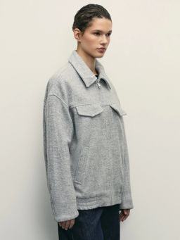 Куртка-бомбер из ткани с шерстью / Zarina  фото 4