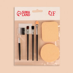 Набор для макияжа, 6 предметов, чёрный, бежевый