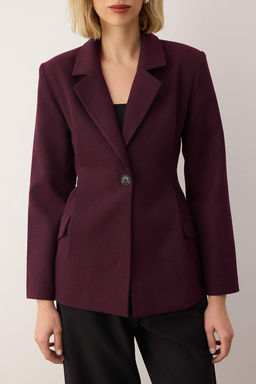 EXCLUSIVE Ozel Koleksiyon Bordo Fitted Kase Blazer Ceket TWOAW26BC00054 - Trendyolmilla фото 4