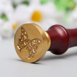 Печать для сургуча с деревянной ручкой «Бабочка 3D», 9×2.5×2.5 см