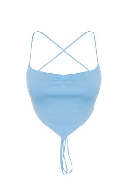 Ac?k Mavi Crop Triko Biyeli Bluz TPRSS23BZ00066 - Trendyolmilla фото 8