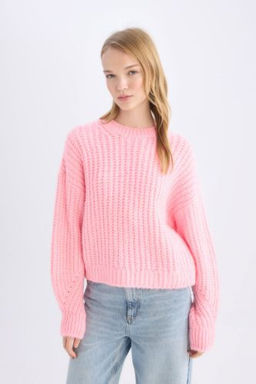 Coool Oversize Genis Kal?p Bisiklet Yaka Triko Kazak