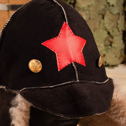 Шапка для бани из овчины Будёновка скорняжный шов, коричневый - Simaland фото 2