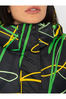 Акция -10%! М-155 Костюм зимний женский Принт черно/зеленый 56-60