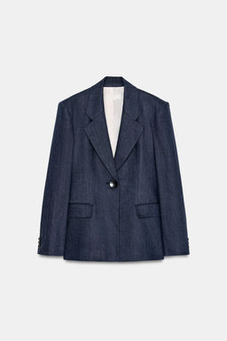 BLAZER ENTALLADA ESPIGA LINO 100% / ?ndigo - Zara фото 7