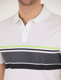 Beyaz Slim Fit G___s Bask_l_ Polo Yaka Ti__rt