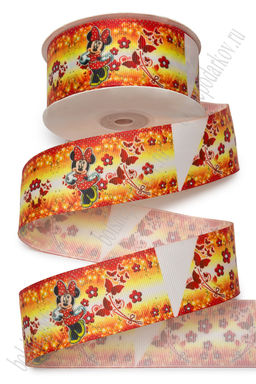 Лента репсовая 4 см*25 ярд с рисунком "Мультик" SF-7480, №4