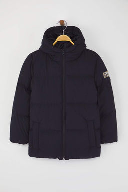 Lacivert Duz/Basic Kal?n Kapusonlu Regular Unisex Cocuk Mont TKDAW26MO00014 - Trendyolmilla фото 2