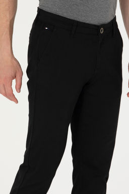 Erkek Slim Fit Siyah Kanvas Pantolon