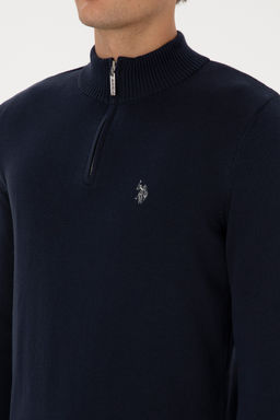 Erkek Slim Fit Yar_m Fermuarl_ Lacivert Basic Kazak - U.s. polo assn фото 13