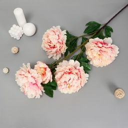 Цветы искусственные «Пион кустовой», 5 бутонов, 15×110 см, кремовые - Poetry in flowers фото 2