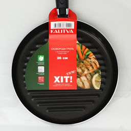 Сковорода-гриль «Хит», d=26 см, h=8 см, антипригарное покрытие, алюминий, чёрная