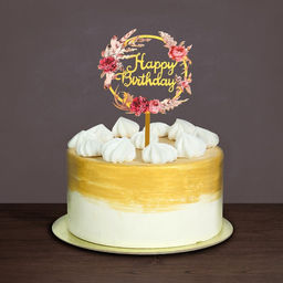 Топпер акриловый Happy birthday, цветы - Страна карнавалия фото 2