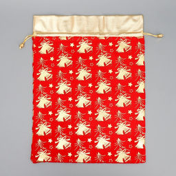 Цена за 5 шт. Мешочек подарочный плюш Новогодние колокола, колокольчик, тиснение, 30 х 40 см +/- 1.5 см - Дарите счастье фото 5