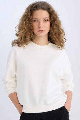 Regular Fit Bisiklet Yaka Kal?n Basic Duz Sweatshirt - Defacto фото 6