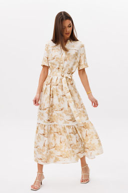 Платье Lars Style 1101 молочно-бежевый принт
