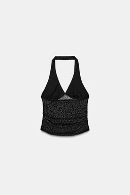 TOP HALTER PLUMETI / Negro
