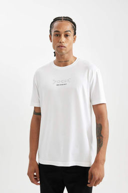 DeFactoFit Стандартная футболка с круглым вырезом и короткими рукавами с принтом