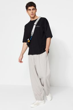 Siyah Oversize %100 Pamuklu Minimal Yaz? Bask?l? T-Shirt TMNSS23TS00084