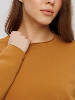 Женский лонгслив из футера 2-х нитки Lingeamo горчичный ВК-25 (58) фото 7