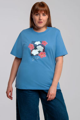 Арт. 31138 Футболка женская оверсайз 50-58 (5 шт) Цвет:Голубой - Калинка фото 6