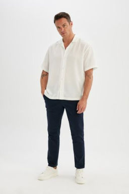 Regular Fit Normal Kesim Yazl?k Twill Chino Kanvas Pantolon Cepli Duz Paca