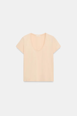 CAMISETA ALGOD?N MANGA CORTA / rosa claro