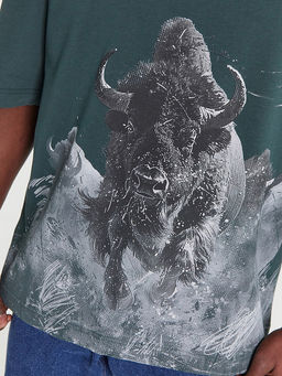 Футболка мужская зеленая с принтом Зубр - Mark formelle фото 5