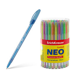 Цена за 60 шт. Ручка шариковая ErichKrause Neo® Stick Cocktail 0.7, Super Glide Technology, цвет чернил синий (в тубусе по 60 шт.)