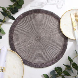 Салфетка сервировочная Доляна Блеск,цв.серый, d 38 см