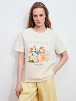 Футболка из хлопка с принтом ZR2605023411-9 / Zarina