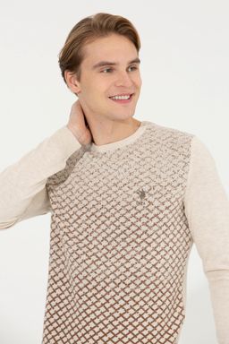 Мужской кремовый свитер из меланжевого трикотажа - U.s. polo assn фото 2