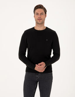 Siyah Slim Fit Bisiklet Yaka Basic Triko Kazak - Pierre cardin фото 3