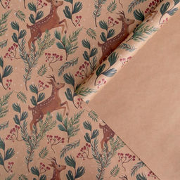 Цена за 10 шт. Бумага упаковочная новогодняя крафтовая Олени, 50 х 70 см