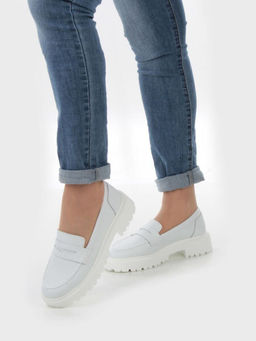 03-PDD178-1 GRAY WHITE Лоферы женские (натуральная кожа)