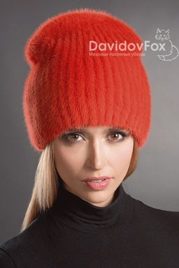 Шапка Бини норка алая