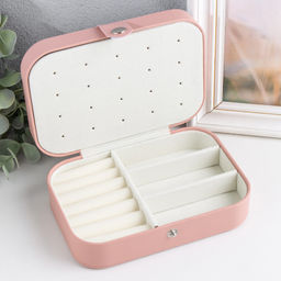 Шкатулка кожзам для украшений Матовая гладь розовая пудра 16х11х5 см - Simaland фото 3