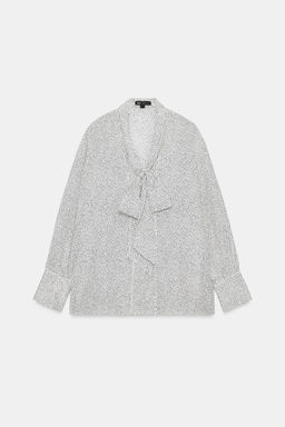 CAMISA LAZADA LUNARES ZW COLLECTION / Crudo / Negro - Zara фото 6