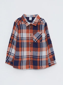 Uzun Kollu Ekose Desenli Pamuklu Erkek Bebek G?mlek