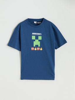 Bisiklet Yaka Minecraft Bask?l? Erkek ?ocuk Ti??rt